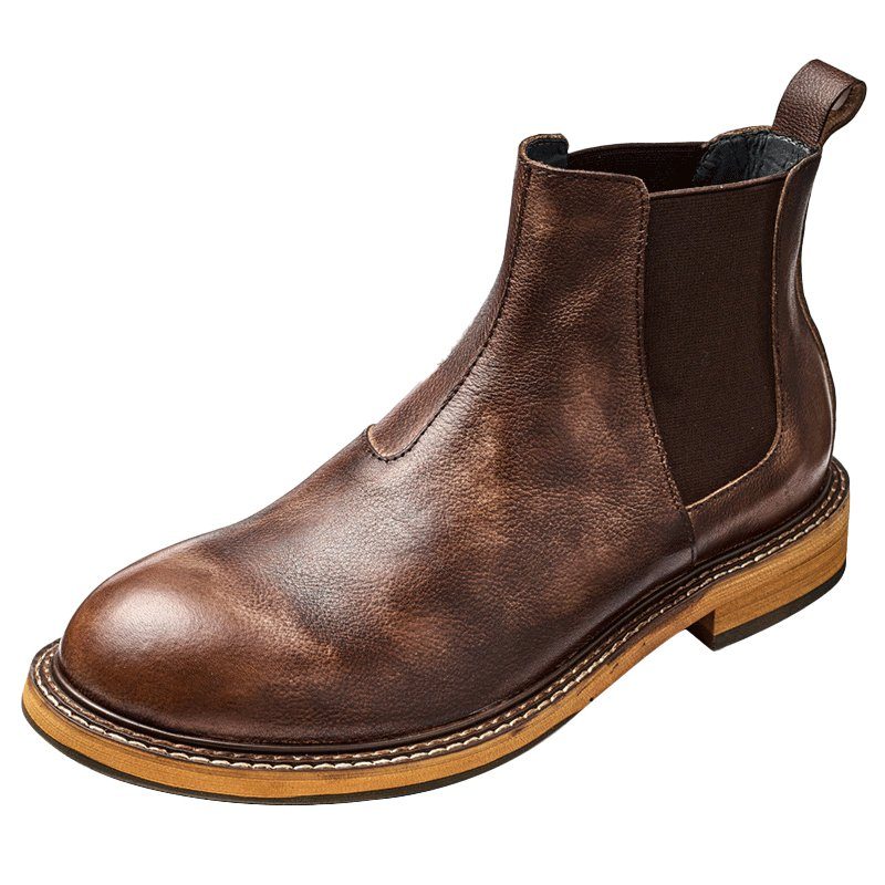 Herrstövlar Präglade Elegance Slip-on Ankel Boots - Kaffe