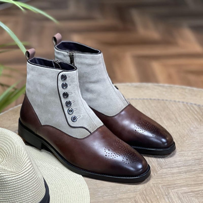 Herrstövlar Regal Alligator Texture Wingtip Ankel Boots - Aprikos