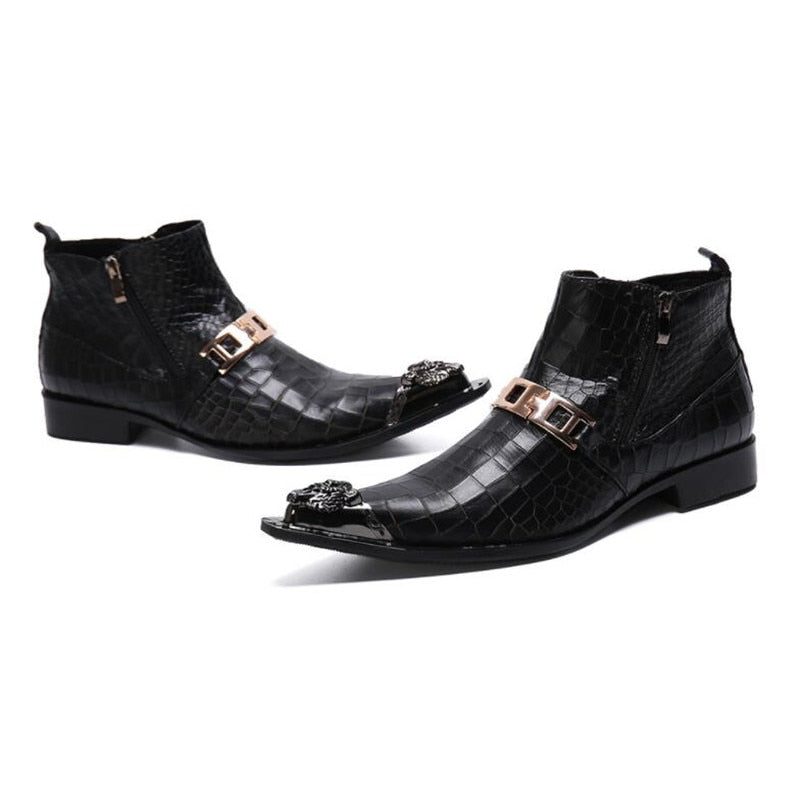 Herrstövlar Snakeskin Chic Western Ankel Boots - Svart