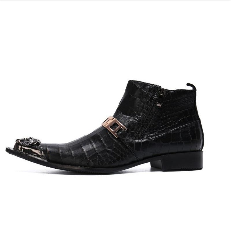 Herrstövlar Snakeskin Chic Western Ankel Boots - Svart