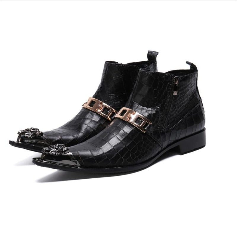 Herrstövlar Snakeskin Chic Western Ankel Boots - Svart