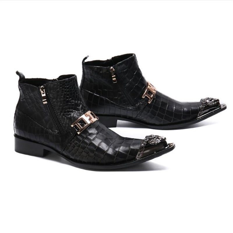 Herrstövlar Snakeskin Chic Western Ankel Boots - Svart