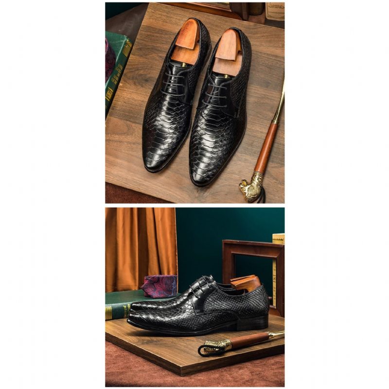 Högtidsskor För Män Exotiska Retro Spets-wingtip Oxford-skor - Svart