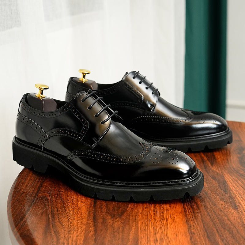 Högtidsskor För Män Lyxiga Brogue Oxford Dress Skor - Svart