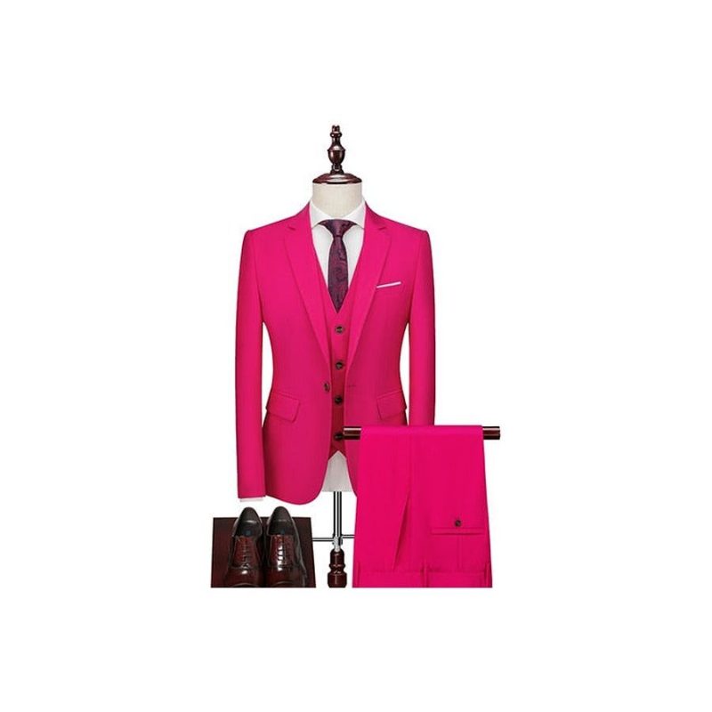 Kostymer För Män Acetate Blazer Byxor Kostym Set - Rosa