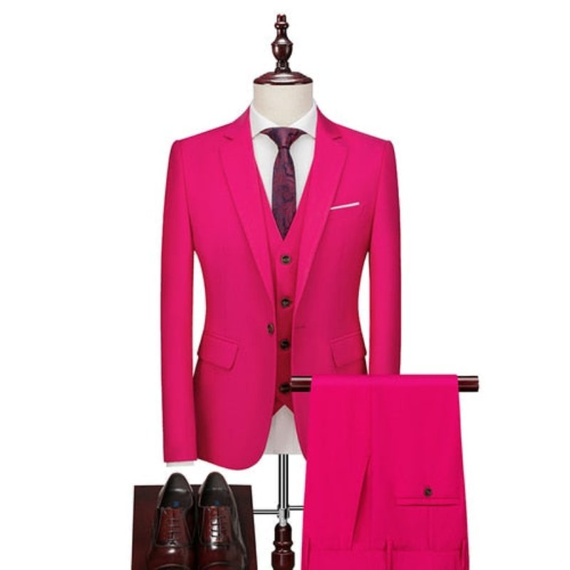 Kostymer För Män Acetate Blazer Byxor Kostym Set - Rosa