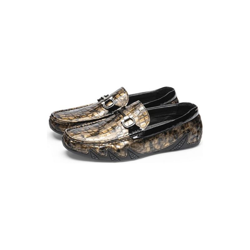 Loafers För Män Alligator Slip-on - Guld