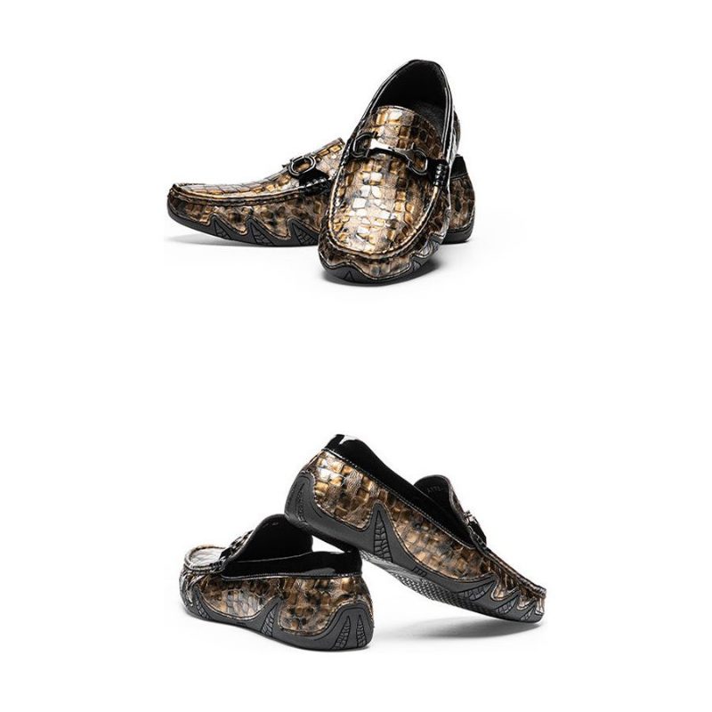 Loafers För Män Alligator Slip-on - Guld