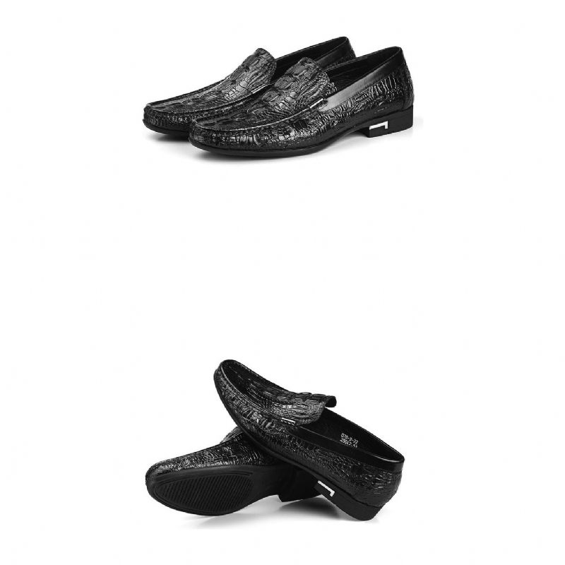 Loafers För Män Allilux Exotic Leather Slip On Casual - Svart