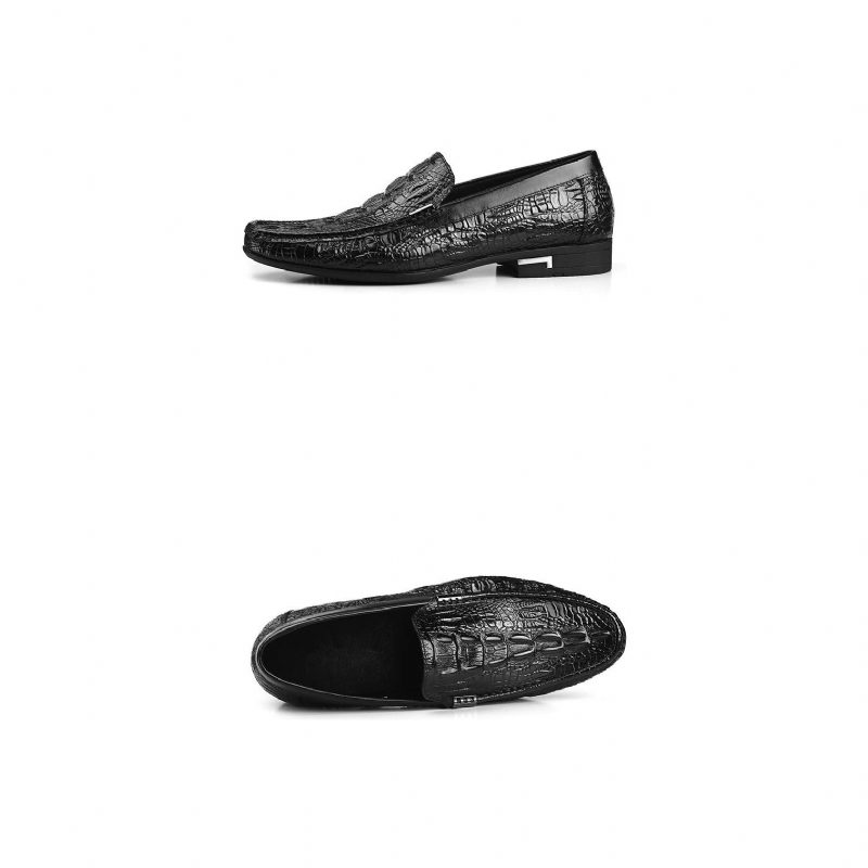 Loafers För Män Allilux Exotic Leather Slip On Casual - Svart