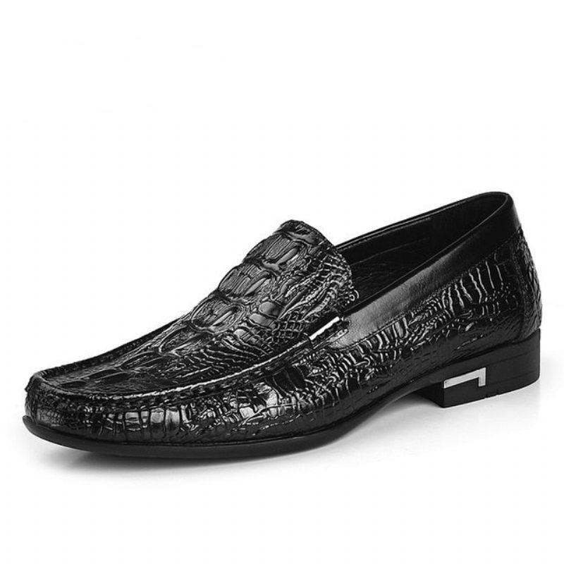 Loafers För Män Allilux Exotic Leather Slip On Casual - Svart