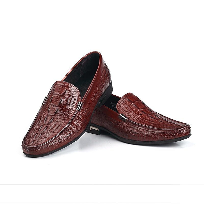 Loafers För Män Allilux Exotic Leather Slip On Casual - Rött