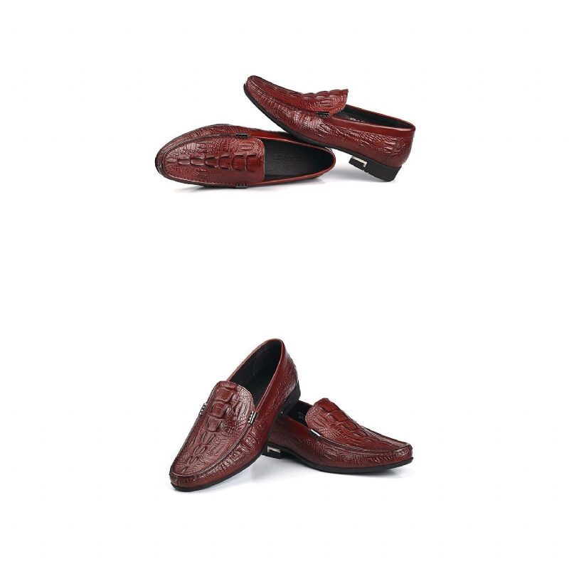 Loafers För Män Allilux Exotic Leather Slip On Casual - Rött