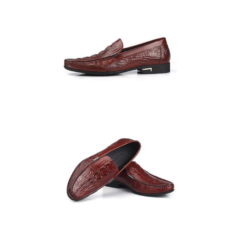 Loafers För Män Allilux Exotic Leather Slip On Casual - Rött