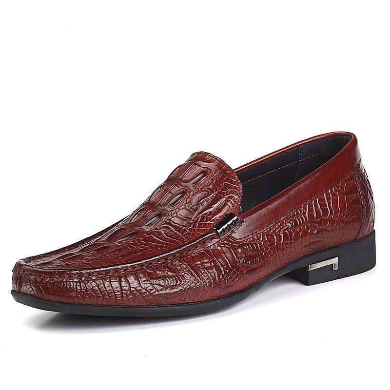 Loafers För Män Allilux Exotic Leather Slip On Casual - Rött