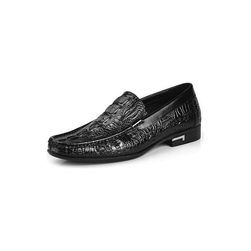 Loafers För Män Allilux Exotic Leather Slip On Casual - Svart