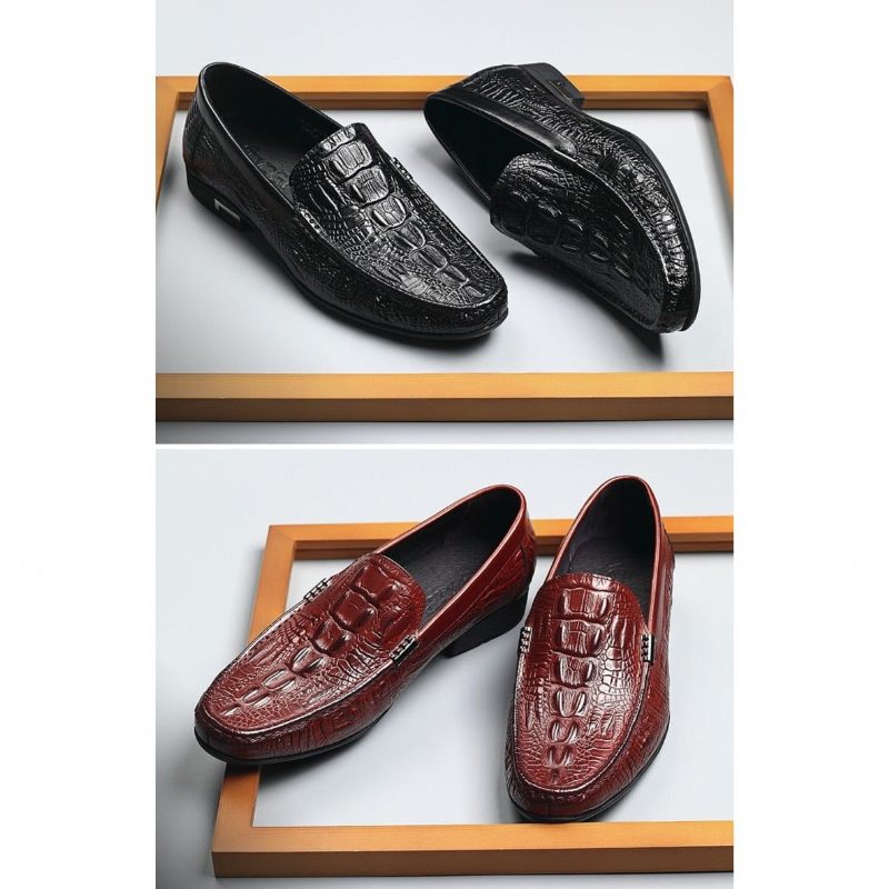 Loafers För Män Allilux Exotic Leather Slip On Casual - Svart