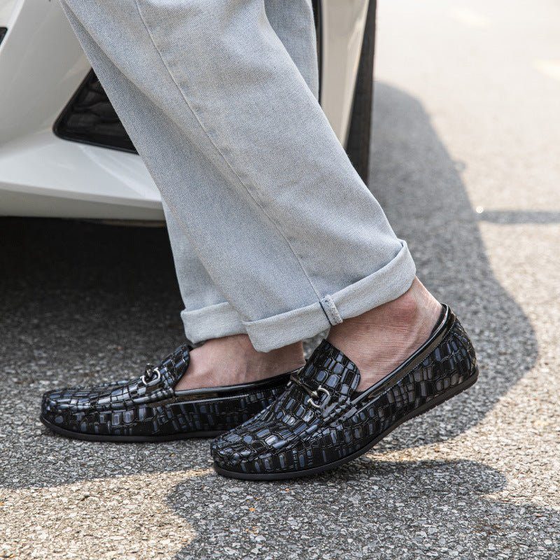 Loafers För Män Andas Slip-on Elegant Alligator Texture - Blå