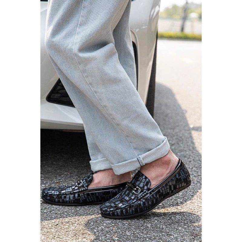 Loafers För Män Andas Slip-on Elegant Alligator Texture - Blå