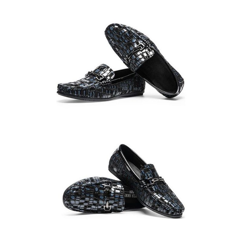 Loafers För Män Andas Slip-on Elegant Alligator Texture - Blå