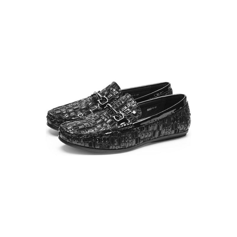 Loafers För Män Andas Slip-on Elegant Alligator Texture - Svart