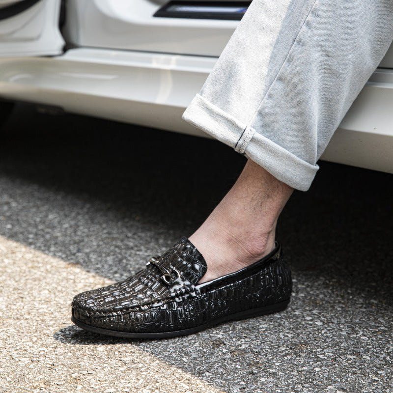 Loafers För Män Andas Slip-on Elegant Alligator Texture - Svart