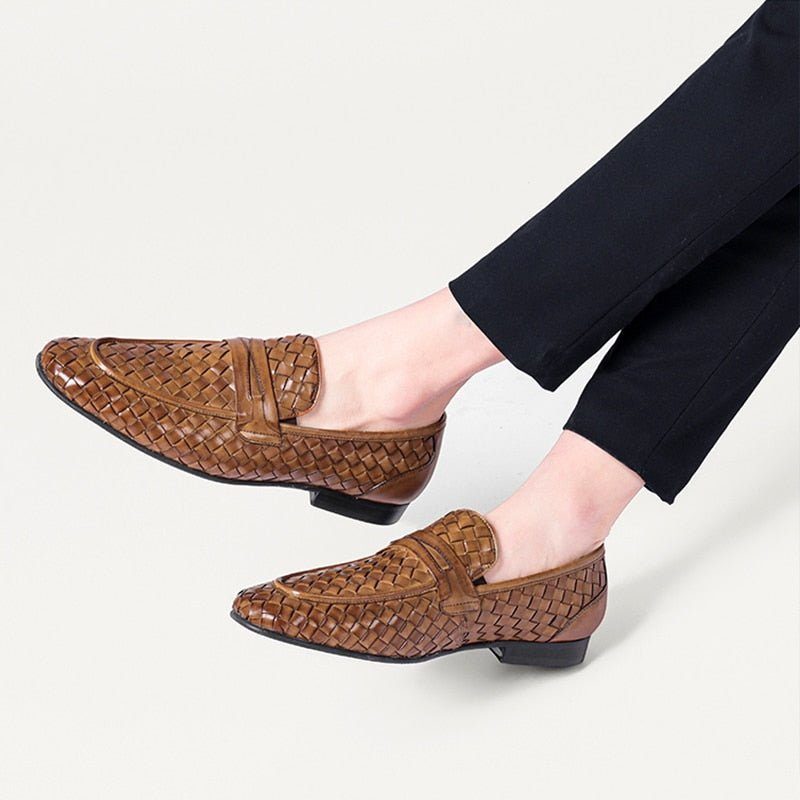 Loafers För Män Bekväma Slip-on Leather - Kaffe