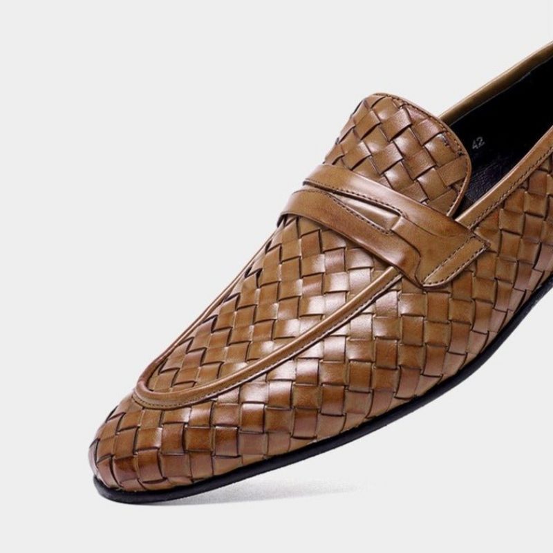 Loafers För Män Bekväma Slip-on Leather - Kaffe