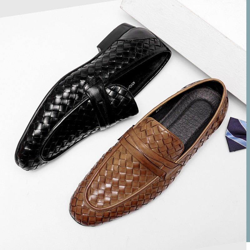 Loafers För Män Bekväma Slip-on Leather - Svart