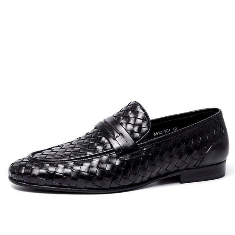 Loafers För Män Bekväma Slip-on Leather - Svart