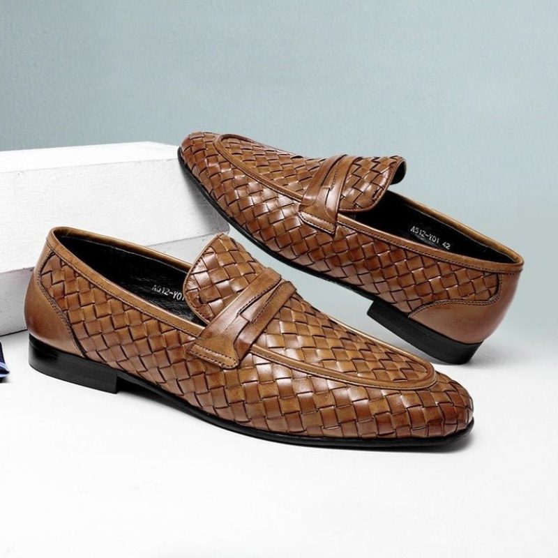 Loafers För Män Bekväma Slip-on Leather - Kaffe