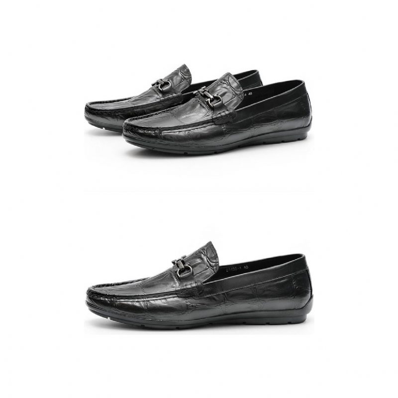 Loafers För Män Chic Croctex Läder Slip-on Derby - Svart