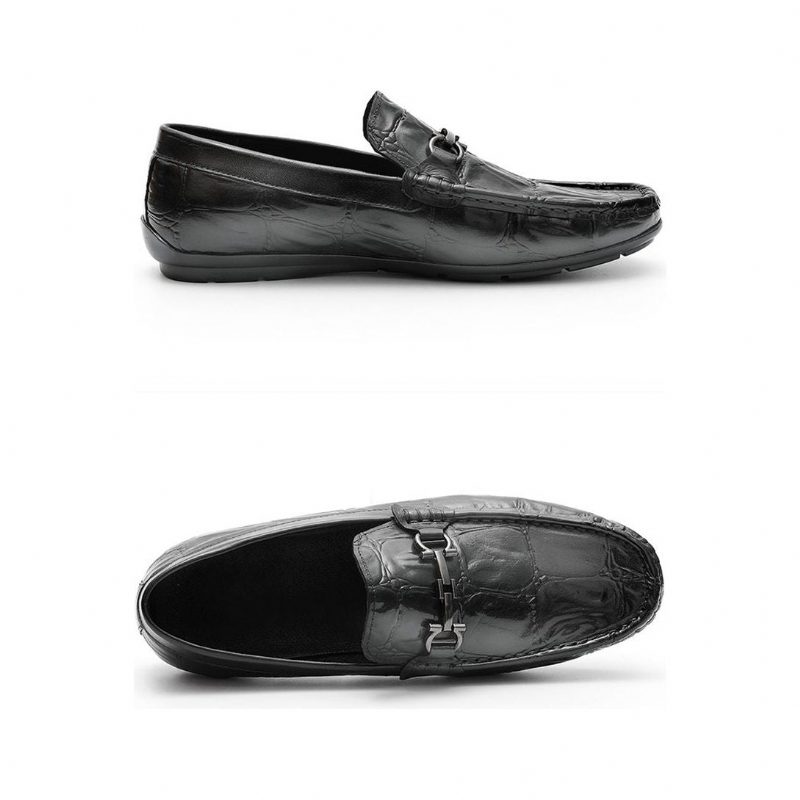 Loafers För Män Chic Croctex Läder Slip-on Derby - Svart