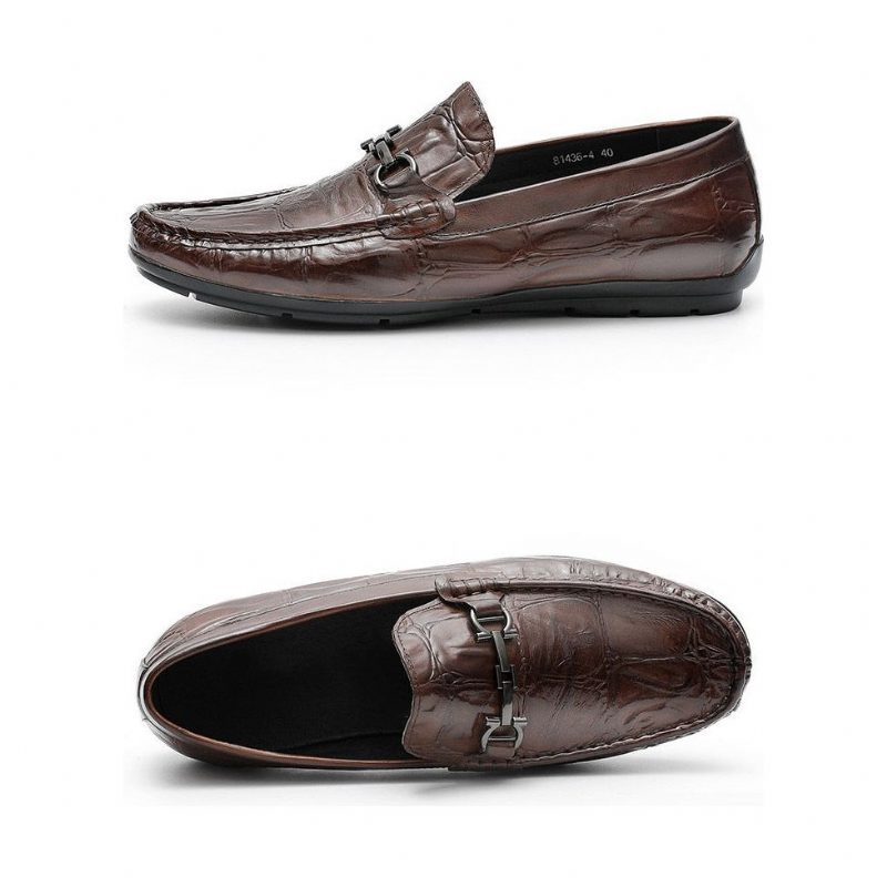 Loafers För Män Chic Croctex Läder Slip-on Derby - Kaffe