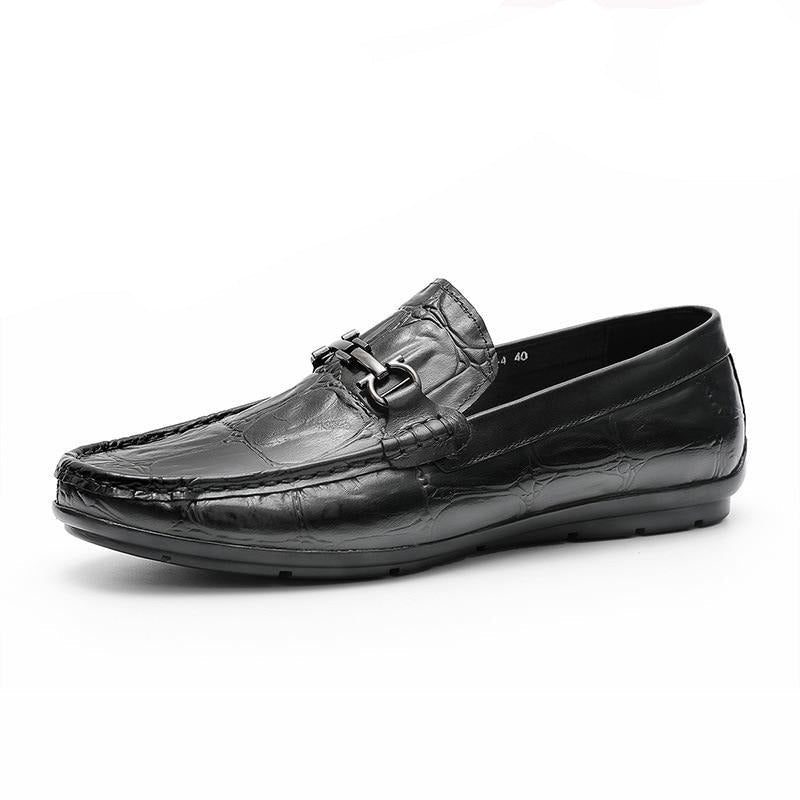 Loafers För Män Chic Croctex Läder Slip-on Derby - Svart