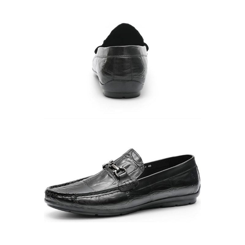 Loafers För Män Chic Croctex Läder Slip-on Derby - Svart