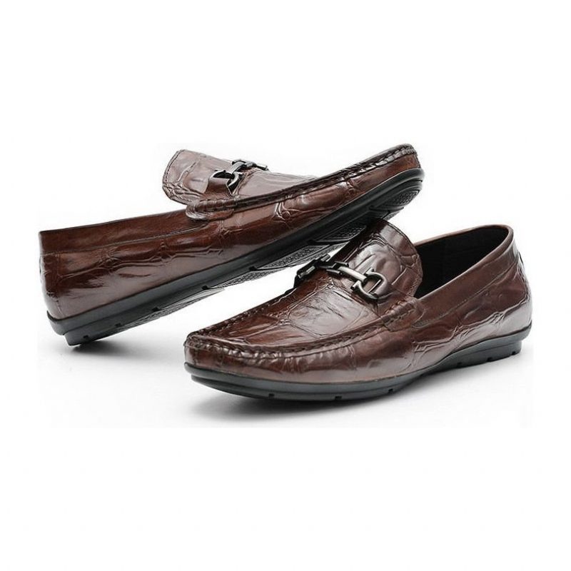 Loafers För Män Chic Croctex Läder Slip-on Derby - Kaffe