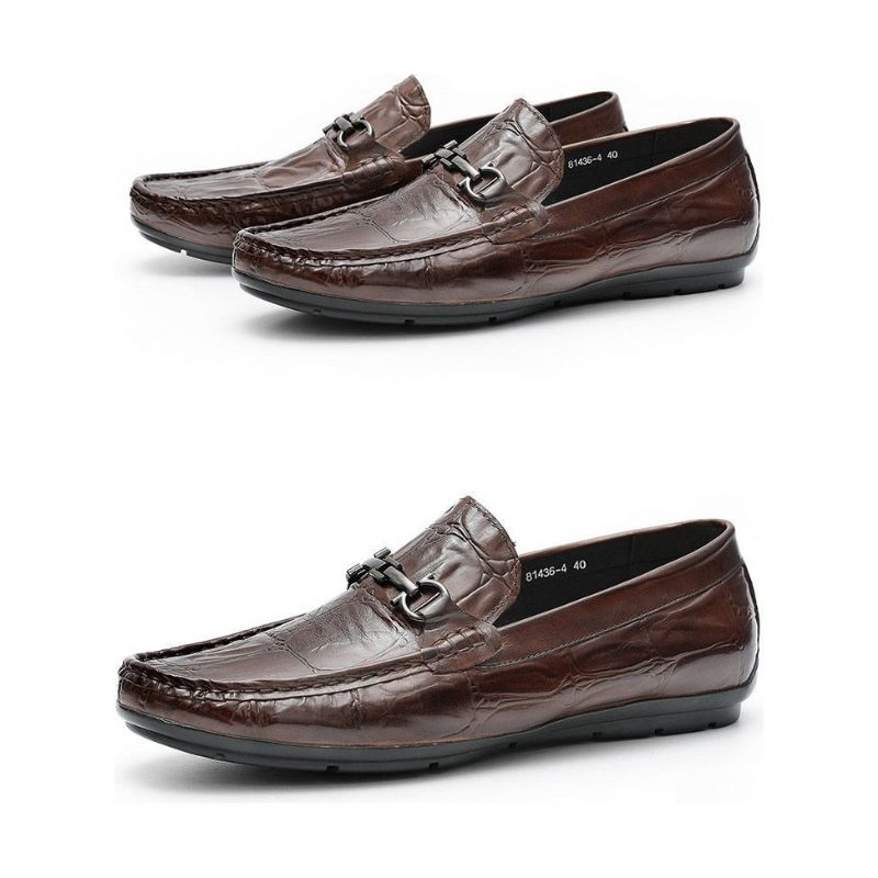 Loafers För Män Chic Croctex Läder Slip-on Derby - Kaffe