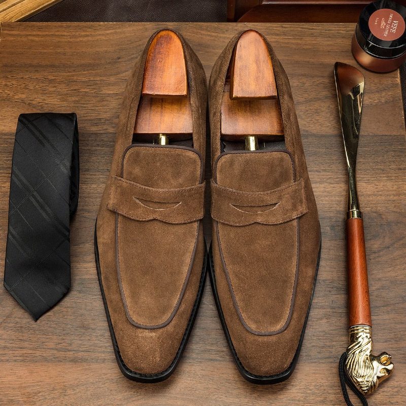 Loafers För Män Chic Exotiska Mönster Slip-on Brogue Skor - Kaffe