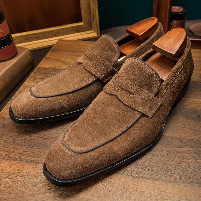 Loafers För Män Chic Exotiska Mönster Slip-on Brogue Skor - Kaffe