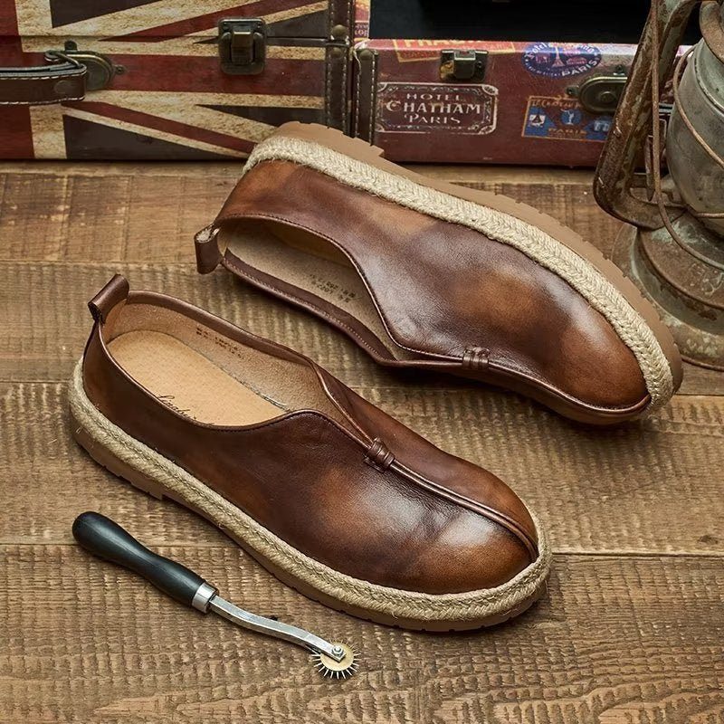 Loafers För Män Chic Kohud Slip-on - Kaffe