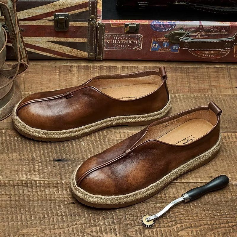 Loafers För Män Chic Kohud Slip-on - Kaffe