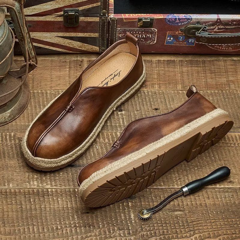 Loafers För Män Chic Kohud Slip-on - Kaffe