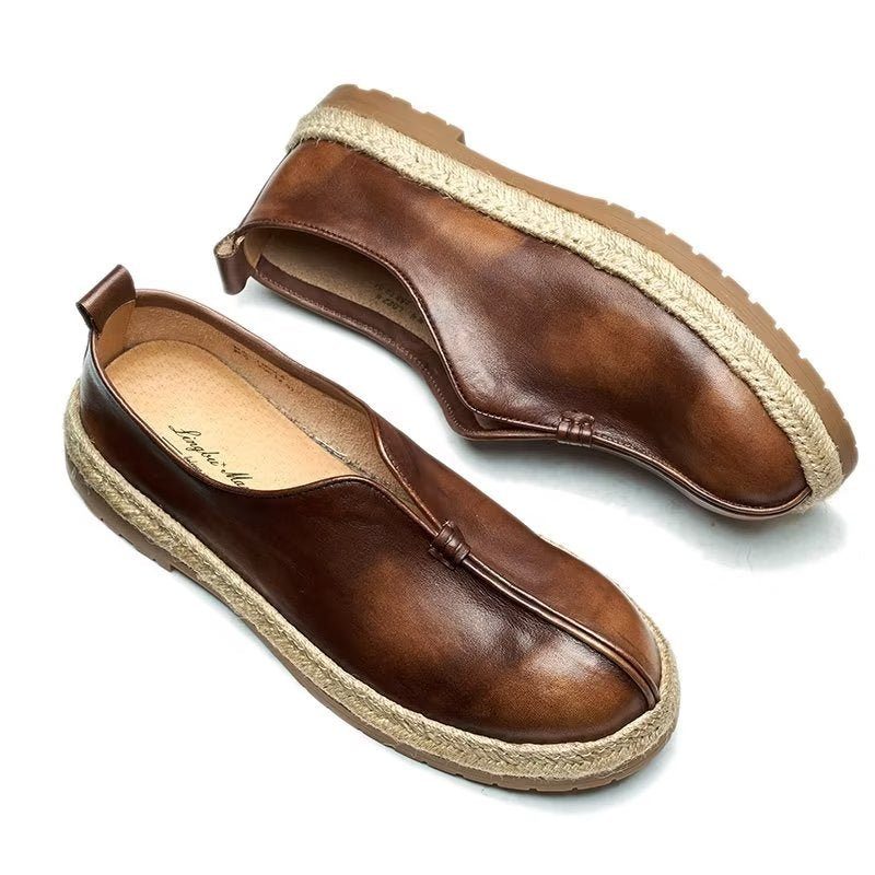 Loafers För Män Chic Kohud Slip-on - Kaffe