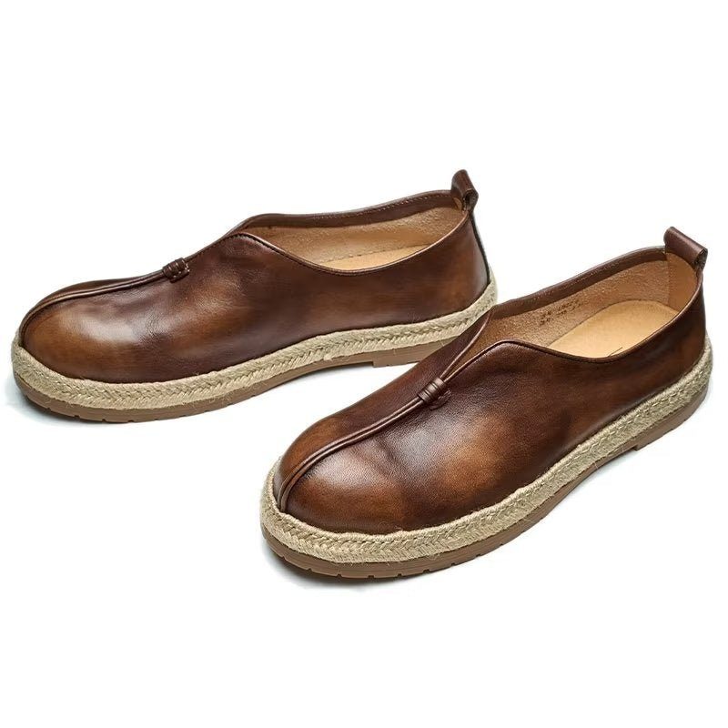 Loafers För Män Chic Kohud Slip-on - Kaffe