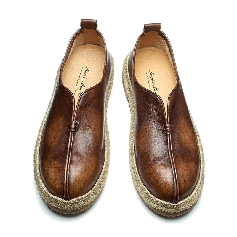 Loafers För Män Chic Kohud Slip-on - Kaffe