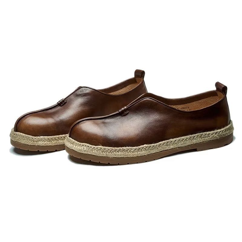 Loafers För Män Chic Kohud Slip-on - Kaffe