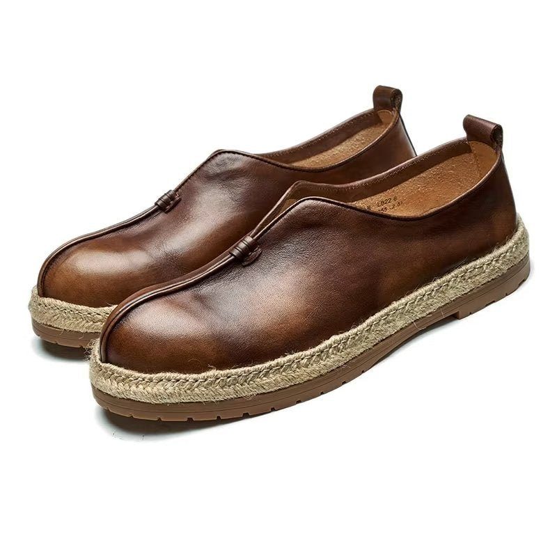 Loafers För Män Chic Kohud Slip-on - Kaffe