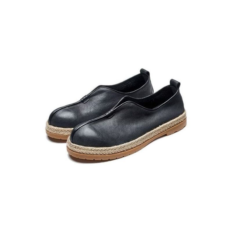 Loafers För Män Chic Kohud Slip-on - Svart