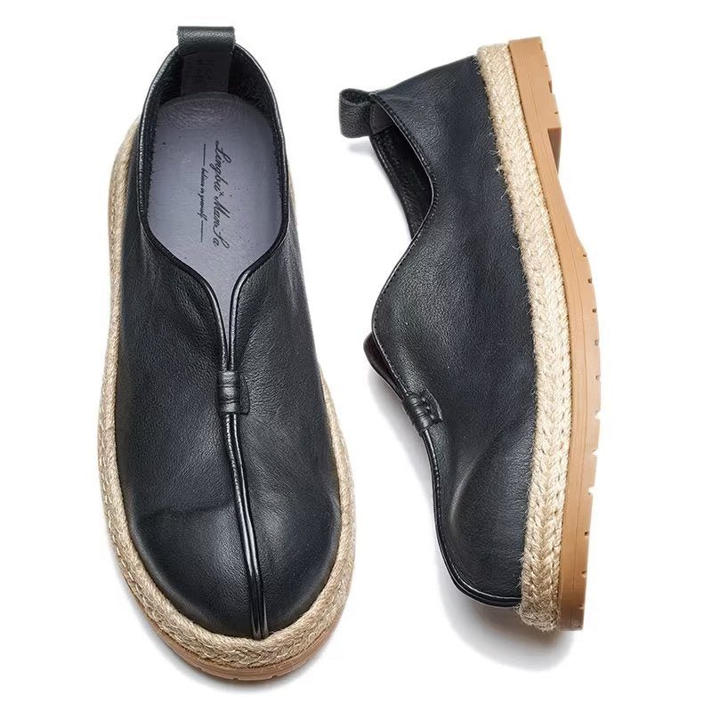 Loafers För Män Chic Kohud Slip-on - Svart